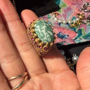 Gold and Green Statement Ring